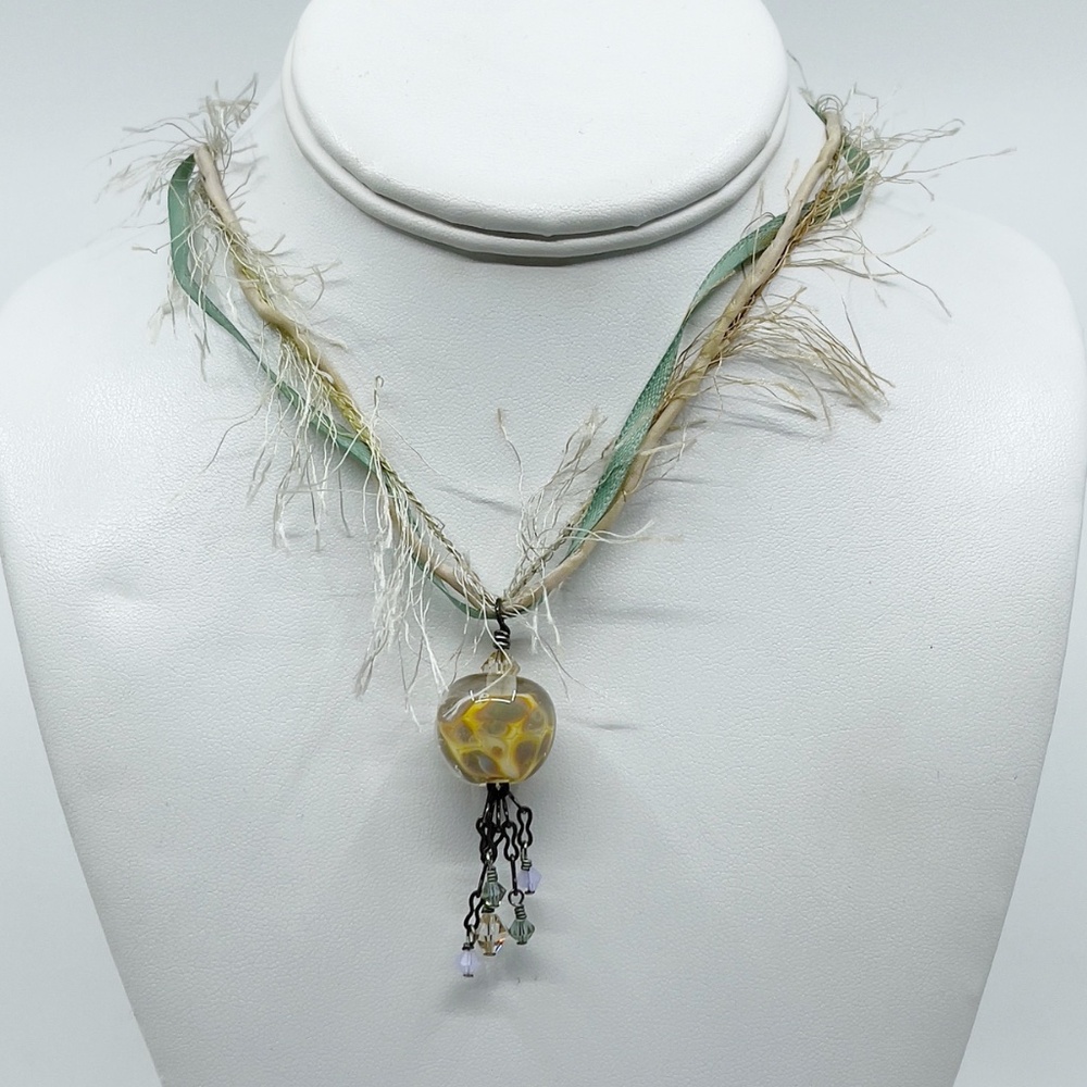 Sterling Silver Murano Glass Bead Necklace - Gm737 View 2